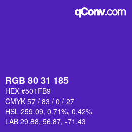 Color code: RGB 80 31 185 | qconv.com