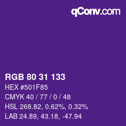 Color code: RGB 80 31 133 | qconv.com