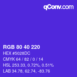 Color code: RGB 80 40 220 | qconv.com