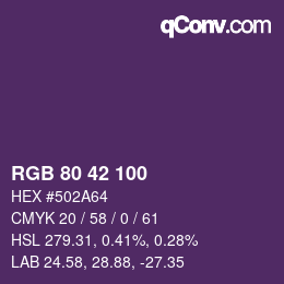 Farbcode: RGB 80 42 100 | qconv.com