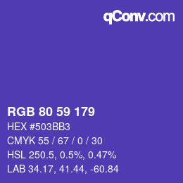 Color code: RGB 80 59 179 | qconv.com