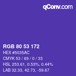 Code couleur: RGB 80 53 172 | qconv.com