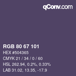 Color code: RGB 80 67 101 | qconv.com