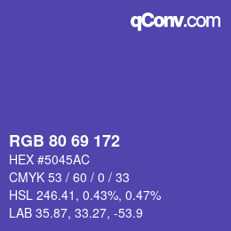 Color code: RGB 80 69 172 | qconv.com