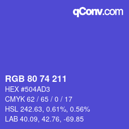 カラーコード: RGB 80 74 211 | qconv.com