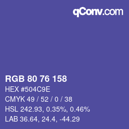 カラーコード: RGB 80 76 158 | qconv.com