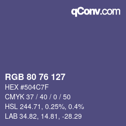 Código de color: RGB 80 76 127 | qconv.com