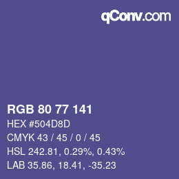 Color code: RGB 80 77 141 | qconv.com