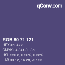 Code couleur: RGB 80 71 121 | qconv.com