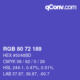 Farbcode: RGB 80 72 189 | qconv.com