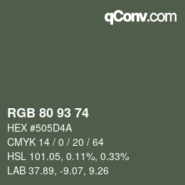 Color code: RGB 80 93 74 | qconv.com