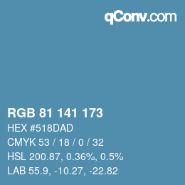 Color code: RGB 81 141 173 | qconv.com