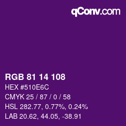 Color code: RGB 81 14 108 | qconv.com