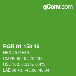 Code couleur: RGB 81 158 48 | qconv.com