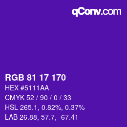 Color code: RGB 81 17 170 | qconv.com