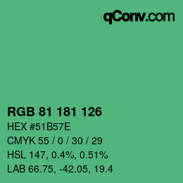 Código de color: RGB 81 181 126 | qconv.com