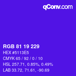 Code couleur: RGB 81 19 229 | qconv.com