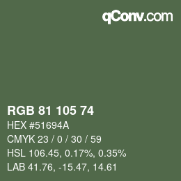 Farbcode: RGB 81 105 74 | qconv.com