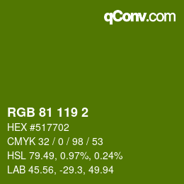 カラーコード: RGB 81 119 2 | qconv.com