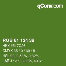 Farbcode: RGB 81 124 38 | qconv.com