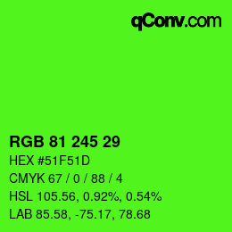 カラーコード: RGB 81 245 29 | qconv.com