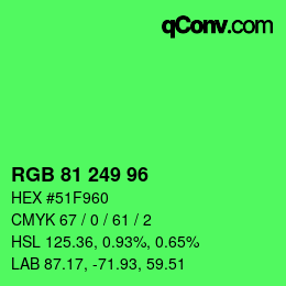 Código de color: RGB 81 249 96 | qconv.com