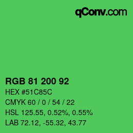 カラーコード: RGB 81 200 92 | qconv.com