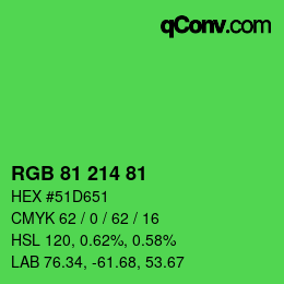 カラーコード: RGB 81 214 81 | qconv.com