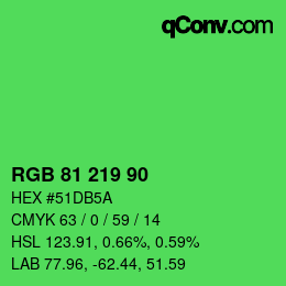 Código de color: RGB 81 219 90 | qconv.com