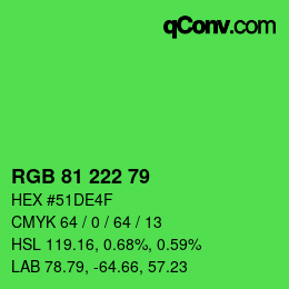 Color code: RGB 81 222 79 | qconv.com