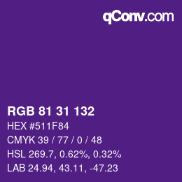 カラーコード: RGB 81 31 132 | qconv.com