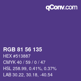 Código de color: RGB 81 56 135 | qconv.com