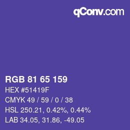 カラーコード: RGB 81 65 159 | qconv.com