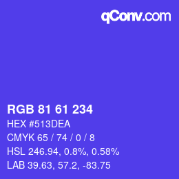 カラーコード: RGB 81 61 234 | qconv.com