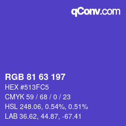 Farbcode: RGB 81 63 197 | qconv.com