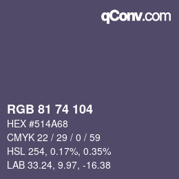 カラーコード: RGB 81 74 104 | qconv.com