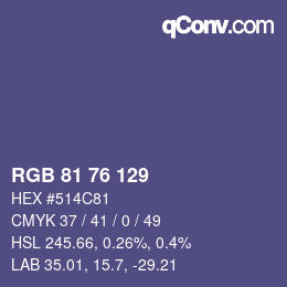 Código de color: RGB 81 76 129 | qconv.com