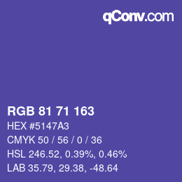 Color code: RGB 81 71 163 | qconv.com