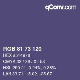 カラーコード: RGB 81 73 120 | qconv.com