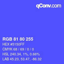 Farbcode: RGB 81 80 255 | qconv.com