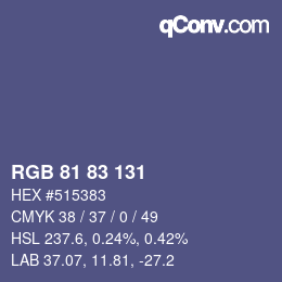 Color code: RGB 81 83 131 | qconv.com