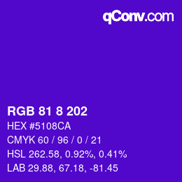 カラーコード: RGB 81 8 202 | qconv.com