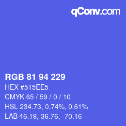 Color code: RGB 81 94 229 | qconv.com