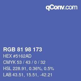 Code couleur: RGB 81 98 173 | qconv.com