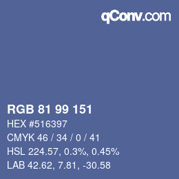 Code couleur: RGB 81 99 151 | qconv.com