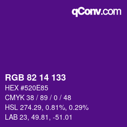 Farbcode: RGB 82 14 133 | qconv.com