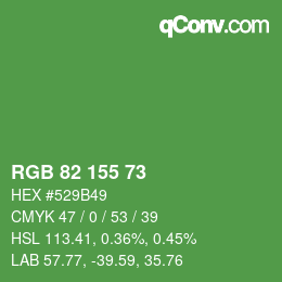 Color code: RGB 82 155 73 | qconv.com