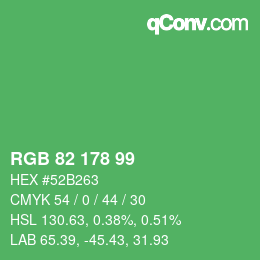 Código de color: RGB 82 178 99 | qconv.com