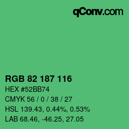 Farbcode: RGB 82 187 116 | qconv.com