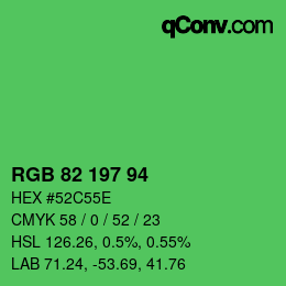 カラーコード: RGB 82 197 94 | qconv.com